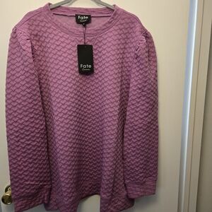 Fate Curve Light Plum Textured Tops With Puff Sleeves Size 3X